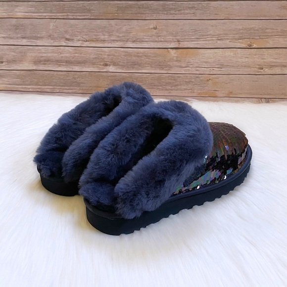 UGG Women’s Cluggette Sequin Navy Slippers - Picture 5 of 9